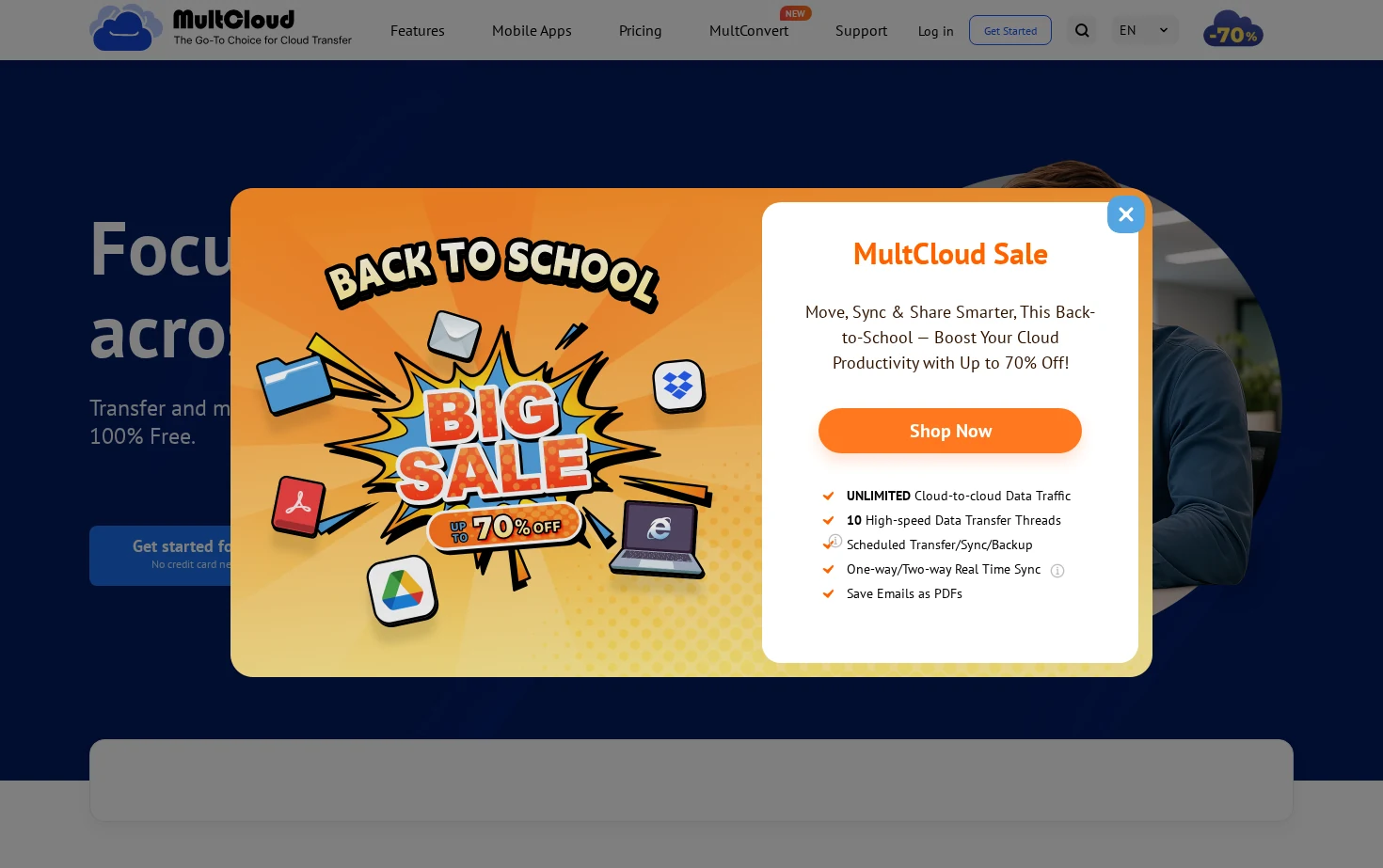 MultCloud 页面快照